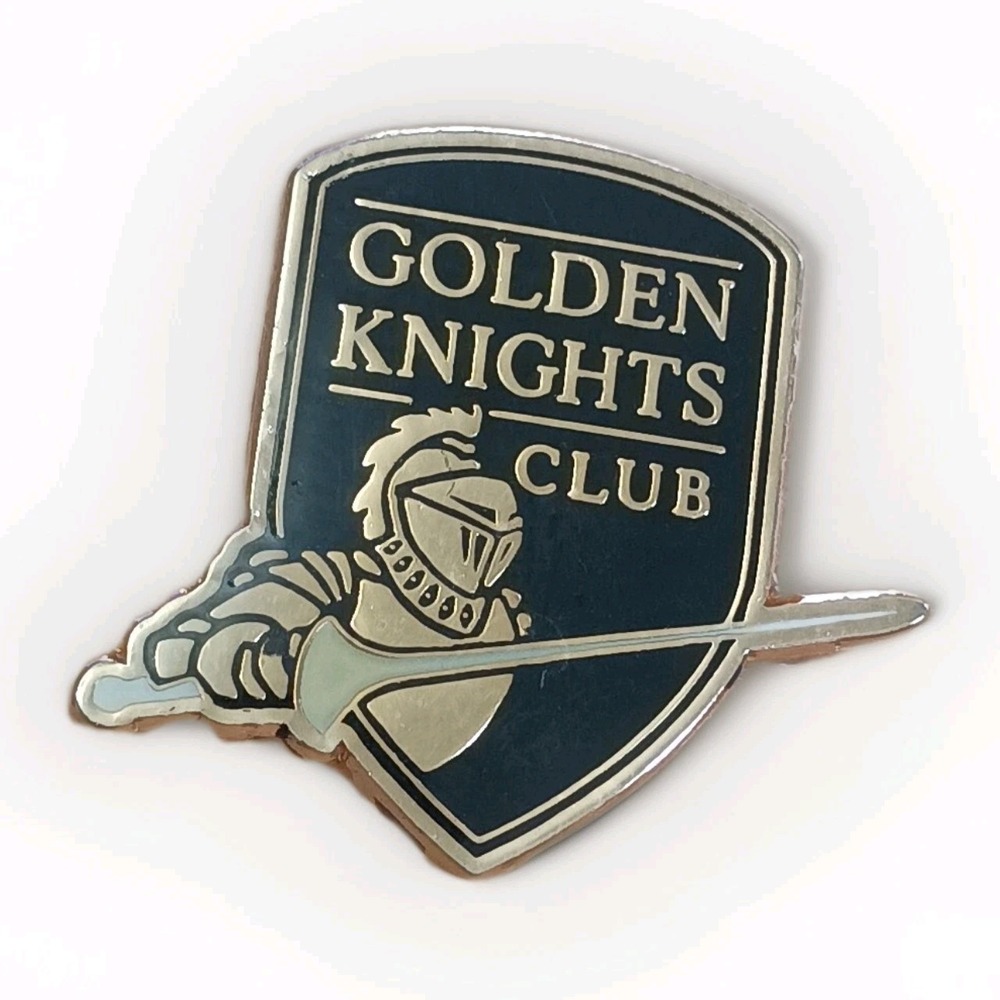 Golden Knights Club Black Shield With Knight Sword Enamel Hat Lapel Pin Pinback